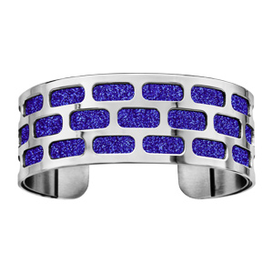 Bracelet en acier manchette motifs géométriques glitter bleu royal - Vue 1