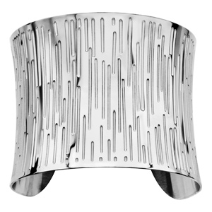 Bracelet en acier manchette rainures verticales - Vue 1