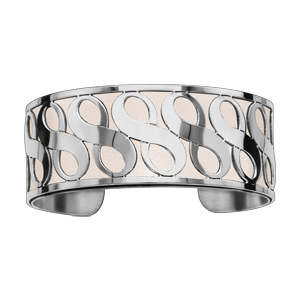 Bracelet en acier manchette symboles infini blanc - Vue 1