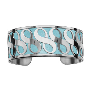Bracelet en acier manchette symboles infini bleu ciel - Vue 1