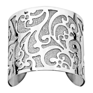 Bracelet en acier manchette volutes brillantes sur fond glitter - Vue 1