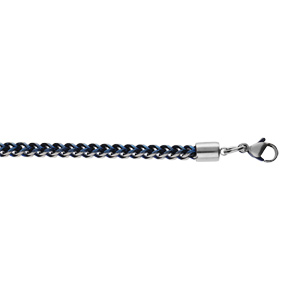 Bracelet en acier mat et PVD bleu maille franco longueur 21cm - Vue 1