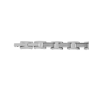 Bracelet en acier motif carr avec double fermoir 19+1.5cm rglable - Vue 1