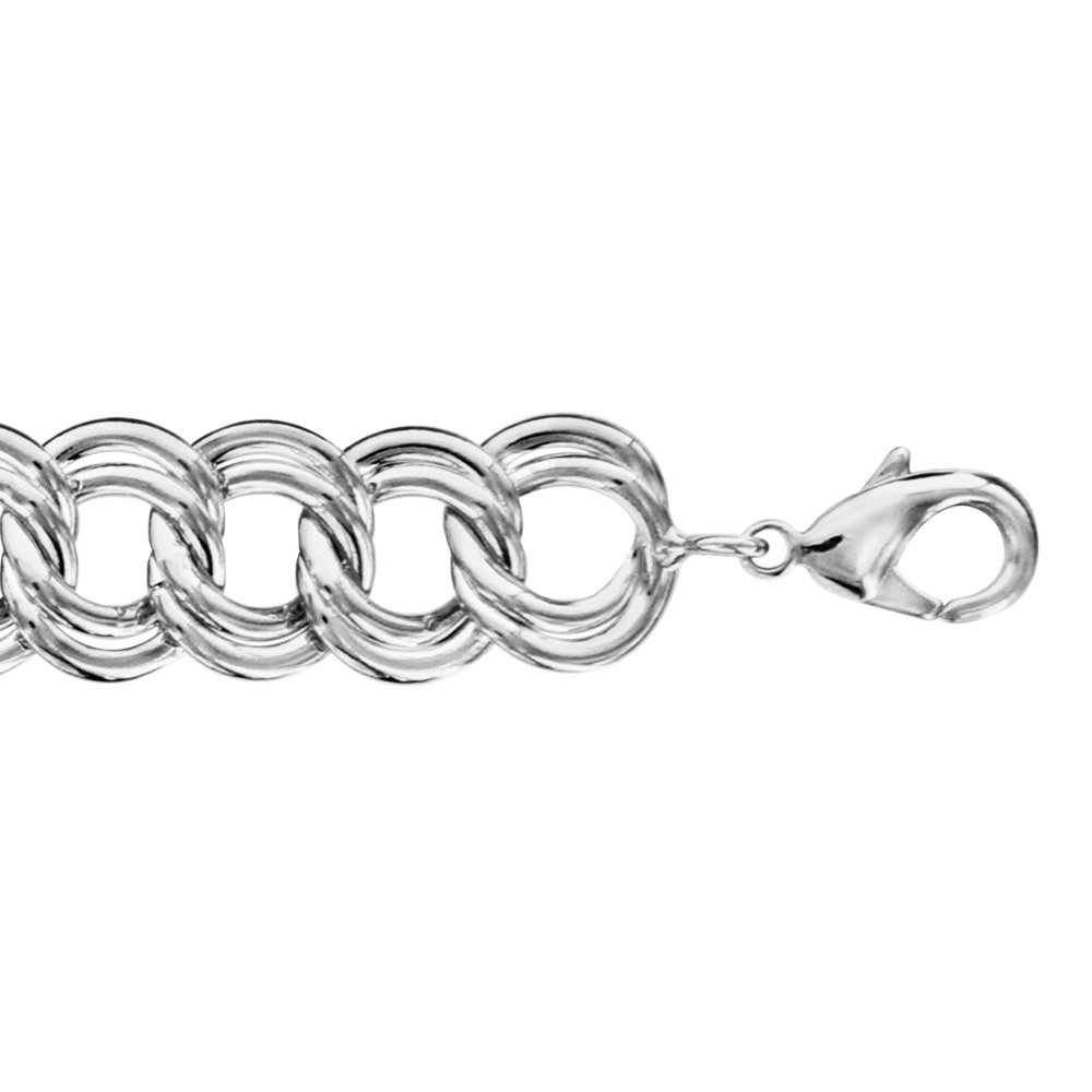 Bracelet en acier multi anneaux 19cm + 3cm - Vue 1