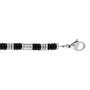 Bracelet en acier multi anneaux avec hmatite 18+3cm - Vue 1