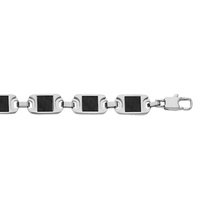 Bracelet en acier multi plaques carbone noir 20cm - Vue 1