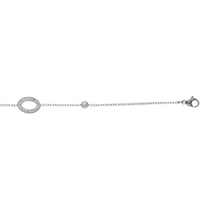 Bracelet en acier ovale contour rsine et strass et un oxyde blanc 17+3cm - Vue 1