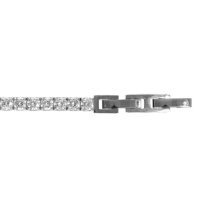 Bracelet en acier oxydes blancs - 19+1cm réglable double fermoir - Vue 1