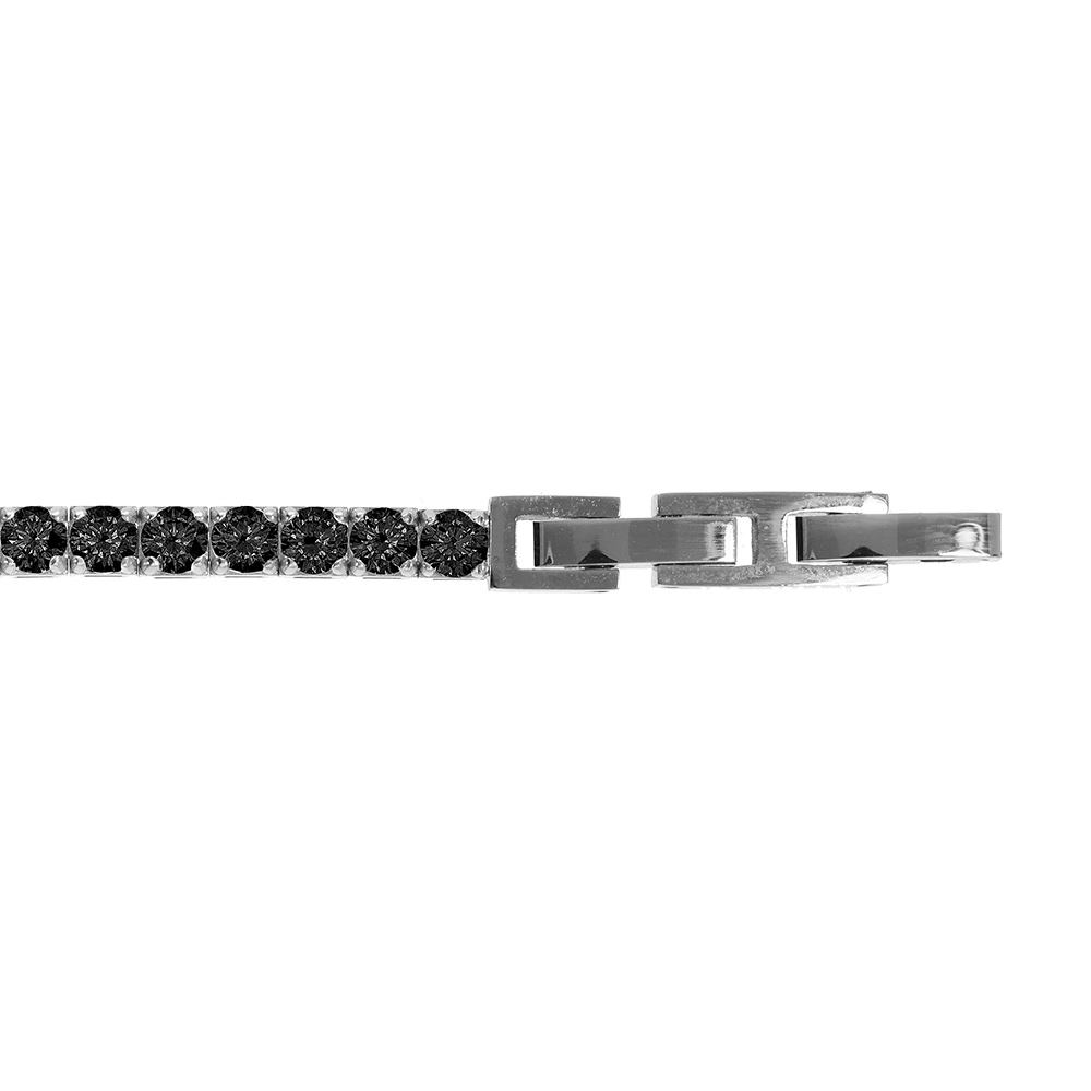 Bracelet en acier oxydes noires - 19+1cm  double fermoir - Vue 1
