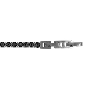 Bracelet en acier oxydes noires - 19+1cm réglable double fermoir - Vue 1