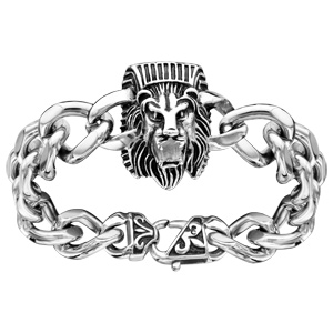 Bracelet en acier patin avec tte de lion - longueur 21cm - Vue 1
