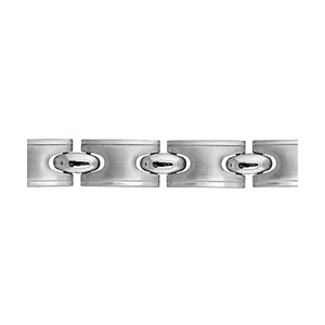 Bracelet en acier petits maillons de forme H alterns par des lments ovales - longueur 20cm ajustable - Vue 1