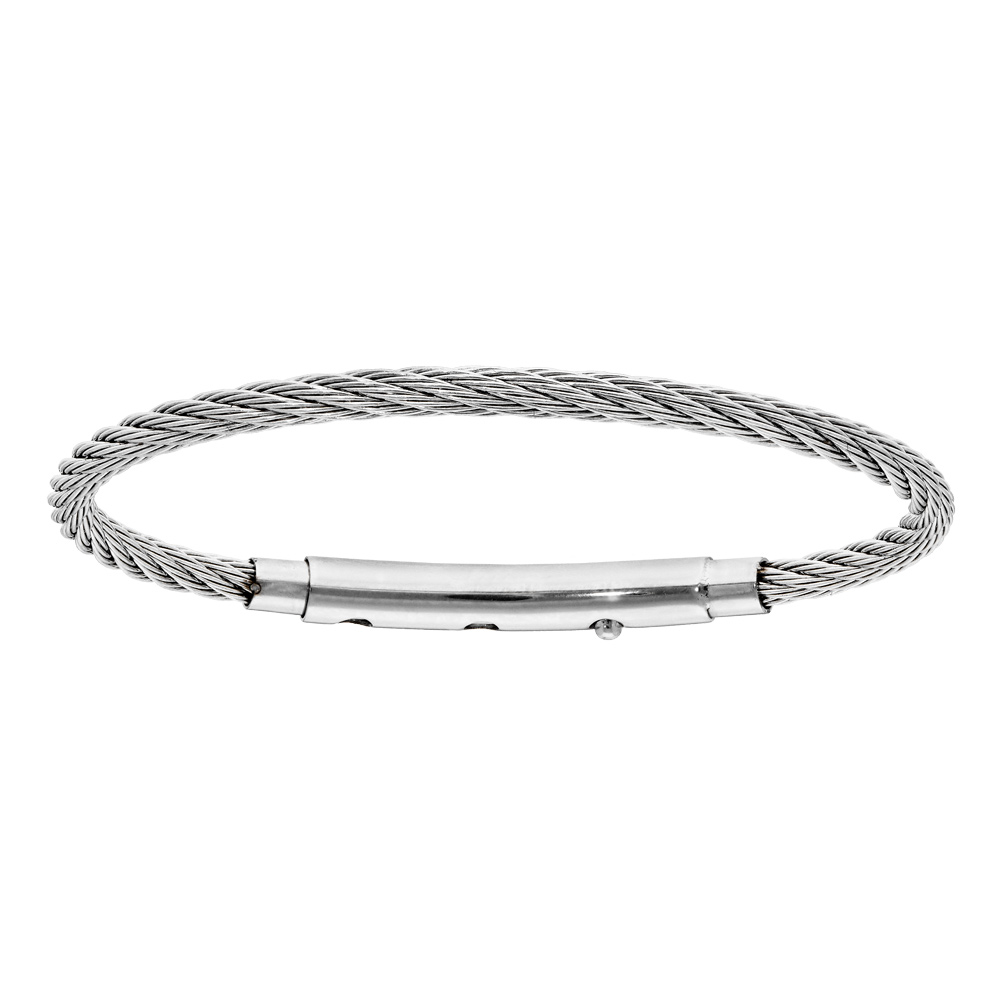 Bracelet en acier pour charms medium homme c�ble et fermoir t�lescopique 21cm r�glable 20 et 19cm - Vue 1