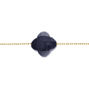 Bracelet en acier PVD dor motif pierre imitation facet bleu nuit 17+3cm - Vue 1