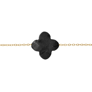 Bracelet en acier PVD dor motif pierre imitation facet noire 17+3cm - Vue 1