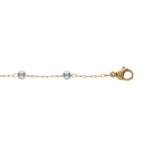 Bracelet en acier PVD dor perle blanche imitation 16+3cm - Vue 1