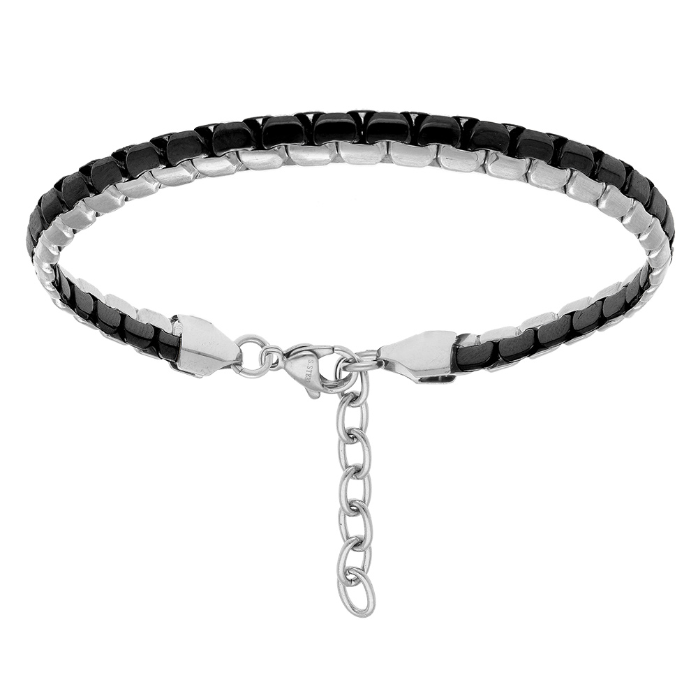 Bracelet en acier PVD noir - 18cm - Vue 1