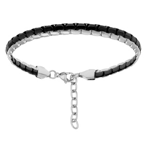 Bracelet en acier PVD noir - 18cm - Vue 1