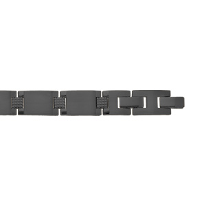 Bracelet en acier PVD noir - 19cm + 2cm réglable double fermoir - Vue 1