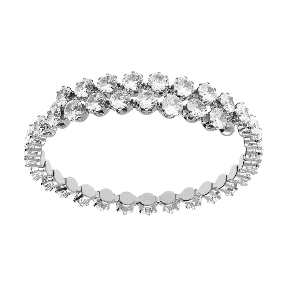 Bracelet en acier rail d\'oxydes blancs sertis - 52mm - Vue 1