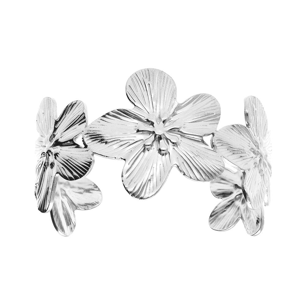 Bracelet en acier rigide fleur 60mm x 50mm - Vue 1