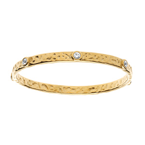 Bracelet en acier rigide martel avec oxydes blancs sertis - 64mm