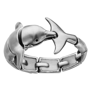 Bracelet en acier satiné dauphin articulé - longueur 23,5cm - Vue 1