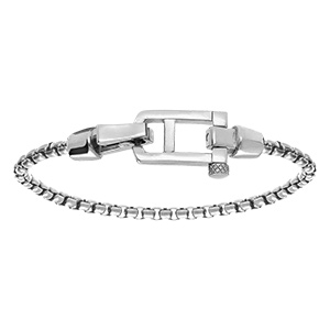 Bracelet en acier satin� maille jaseron fermoir brillant - 19.5cm