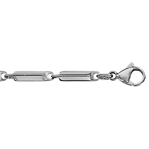 Bracelet en acier satin maille rectangle  - 20cm rglable