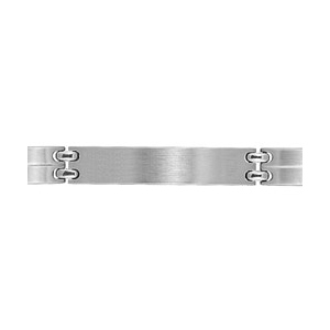 Bracelet en acier satiné maillons lisses avec un trait au milieu et avec plaque à graver au milieu - largeur 9mm et longueur 21cm - Vue 1