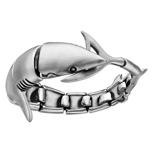 Bracelet en acier satiné requin articulé - longueur 23,5cm - Vue 1