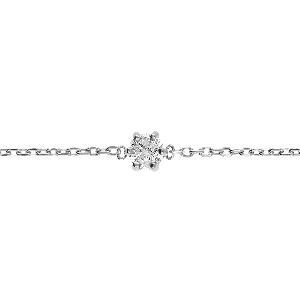 Bracelet en acier solitaire  oxyde blanc 4mm - 16+3cm - Vue 1