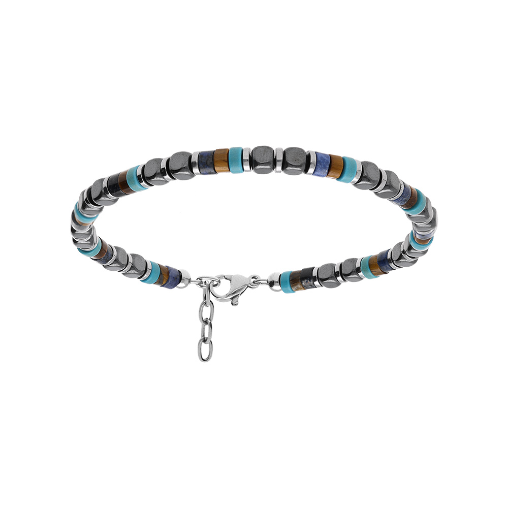 Bracelet en acier verre teint� noir - 19+2cm - Vue 1