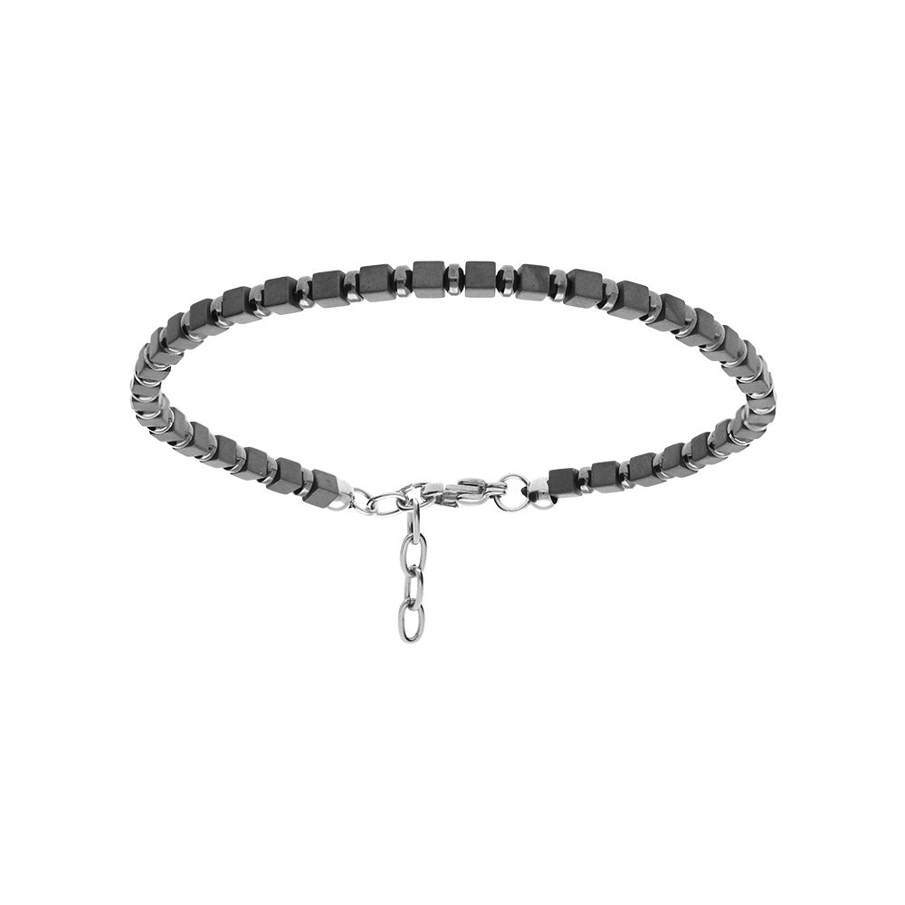 Bracelet en acier verre teint noir, mrron, bleu - 19+2cm - Vue 1