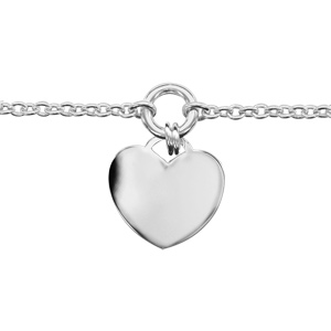 Bracelet en argent chane avec pampille coeur - longueur 16cm+ 3cm de rallonge - Vue 1