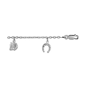 Bracelet en argent chane avec pampilles sur le thme de l\'quitation - longueur 18,5cm - Vue 1