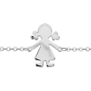 Bracelet en argent chane avec petite fille au milieu - longueur 16cm + 3cm de rallonge - Vue 1