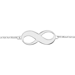 Bracelet en argent chane avec symbole infini  graver au milieu - longueur 16cm + 3cm de rallonge - Vue 1