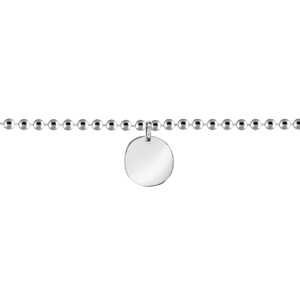 Bracelet en argent chane boules avec 1 pampille galet - longueur 16cm + 3cm de rallonge - Vue 1