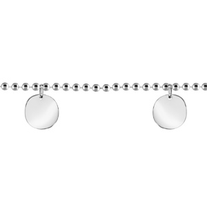 Bracelet en argent chane boules avec 2 pampilles galet - longueur 16cm + 3cm de rallonge - Vue 1