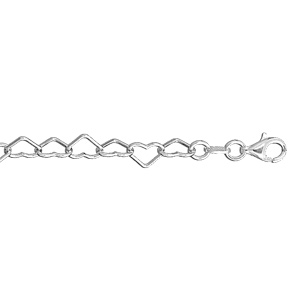 Bracelet en argent chane grosse maille coeurs - longueur 18cm - Vue 1