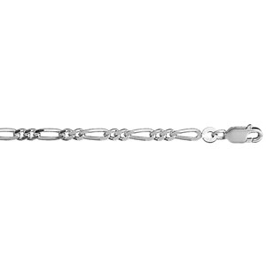 Bracelet en argent chane maille figaro 1+2 largeur 3mm et longueur 18cm - Vue 1