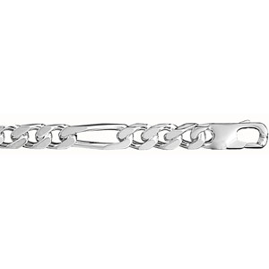 Bracelet en argent chane maille figaro 1+3 largeur 7mm et longueur 21cm - Vue 1