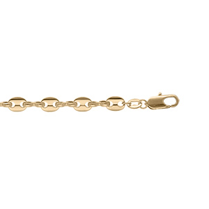 Bracelet en argent chaîne maille grains de café longueur 19cm - Vue 1
