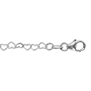 Bracelet en argent chane petite maille coeurs - longueur 18cm - Vue 1