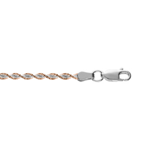 Bracelet en argent chane vrille avec dorure rose largeur 3mm et longueur 17cm - Vue 1
