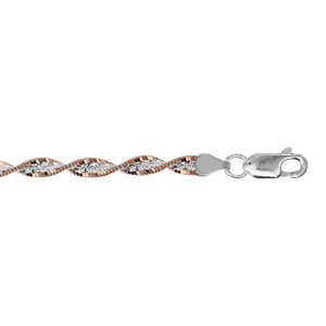 Bracelet en argent chane vrille avec dorure rose sur les bords - longueur 18cm - Vue 1