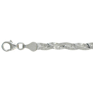 Bracelet en argent rhodié maille rectangulaire fine diamantée 16+3cm