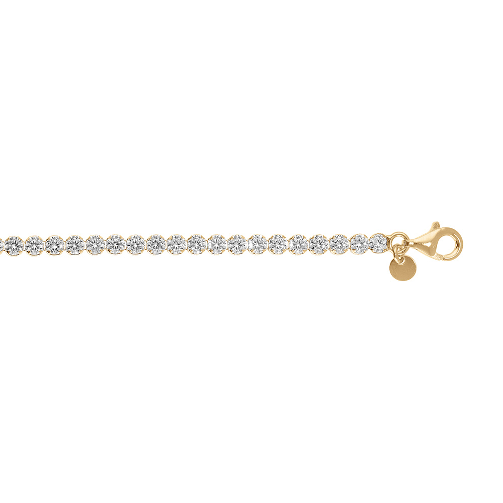 Bracelet en argent dor� avec oxydes blancs sertis tennis 3mm  - 16+3cm - Vue 1