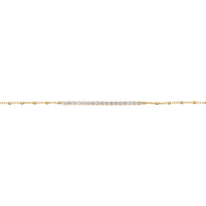 Bracelet en argent doré avec oxydes blancs sertis tennis avec motif carré - 16+3cm - Vue 1